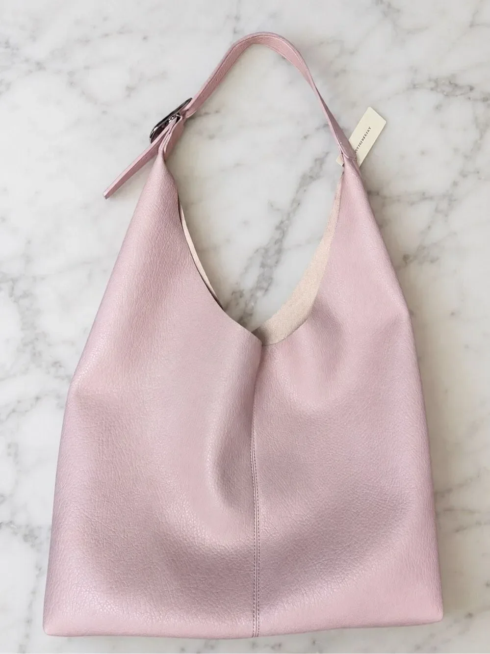 By Anthropologie NWT Love Knot Slouchy Bag Buckle Edition Pink Oversized Tote